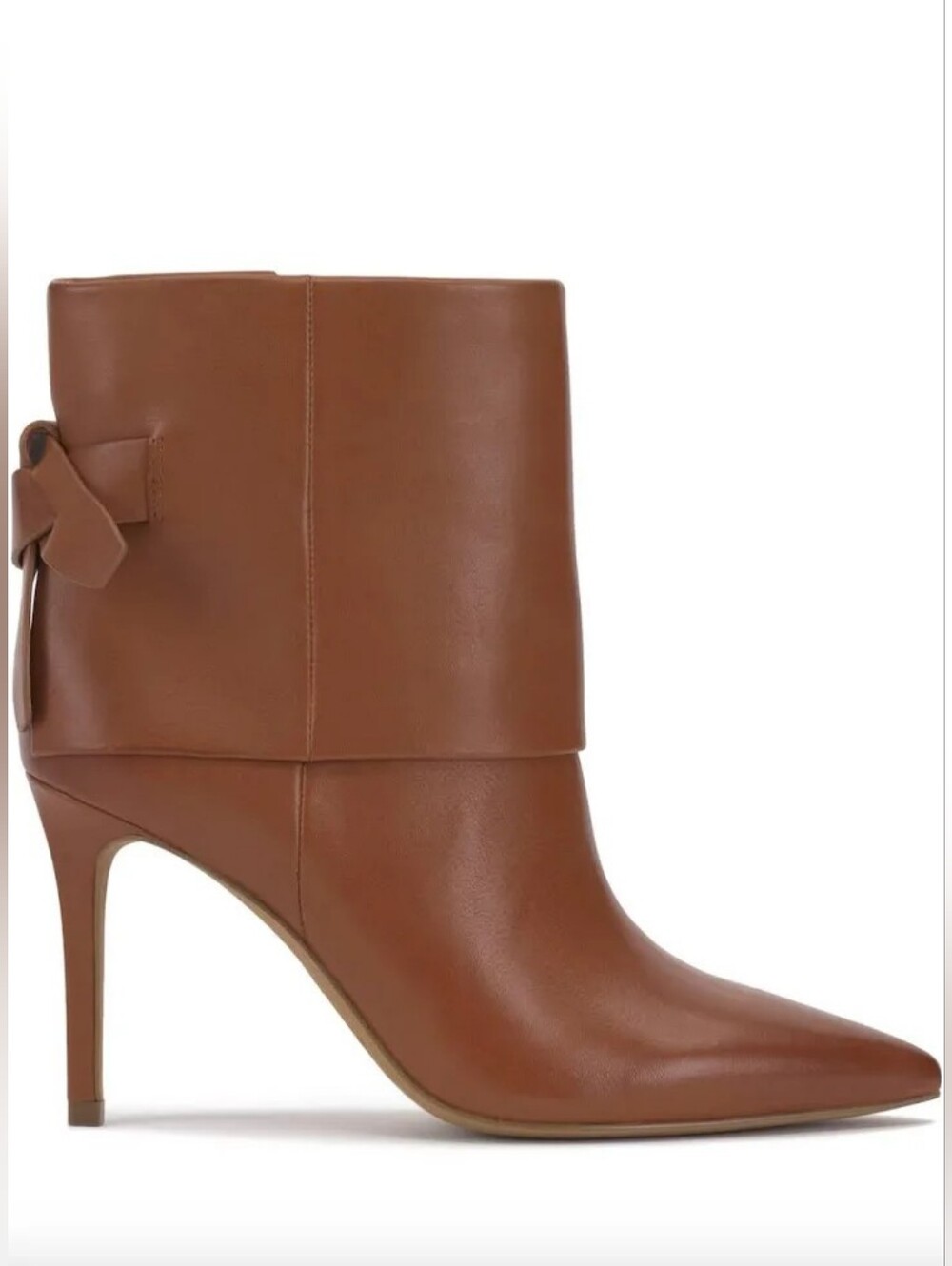 Vince Camuto Brown Leather Fold-over Kresinta Pointed Stiletto Ankle Boots, 10M